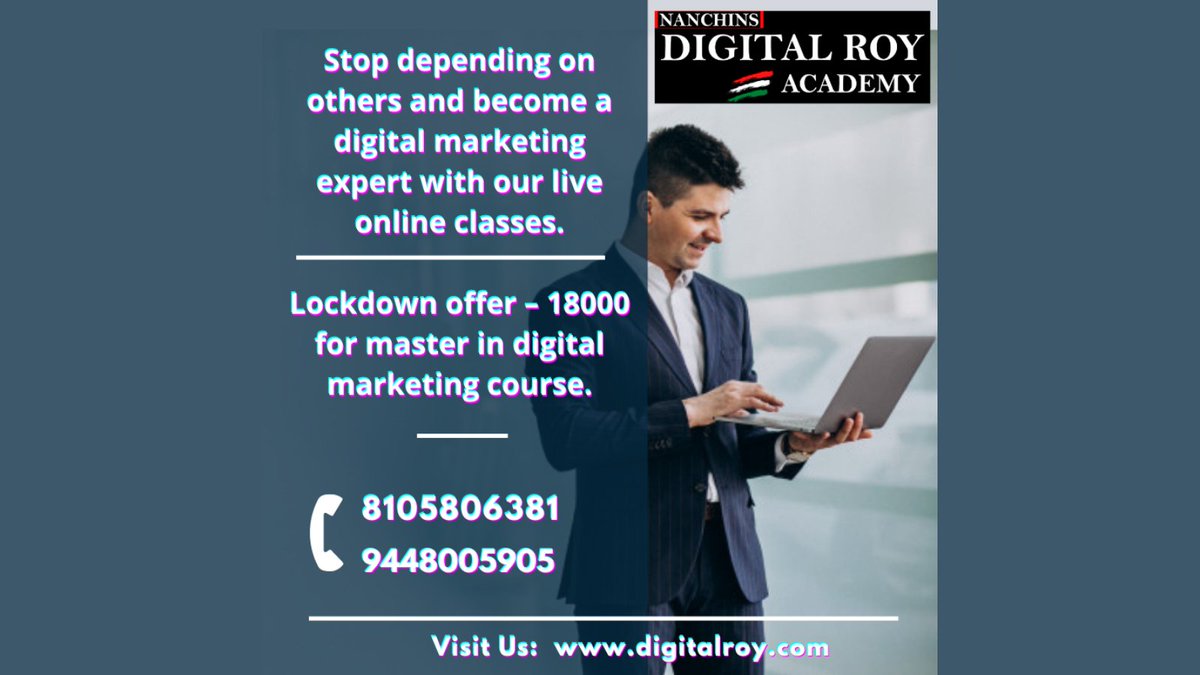 digitalroys's tweet photo. Stop depending on others and become a #digitalmarketing expert with our live online classes.

Lockdownoffer – 18000 masters in a #digitalmarketingcourse.

Call 8105806381|9448005905 

Visit Us:https://t.co/IdCj4kIRhU

#SEM #SMM #SEO #socialmedia #Searchengine #Google #FridayVibes https://t.co/QRIPjOKMs5