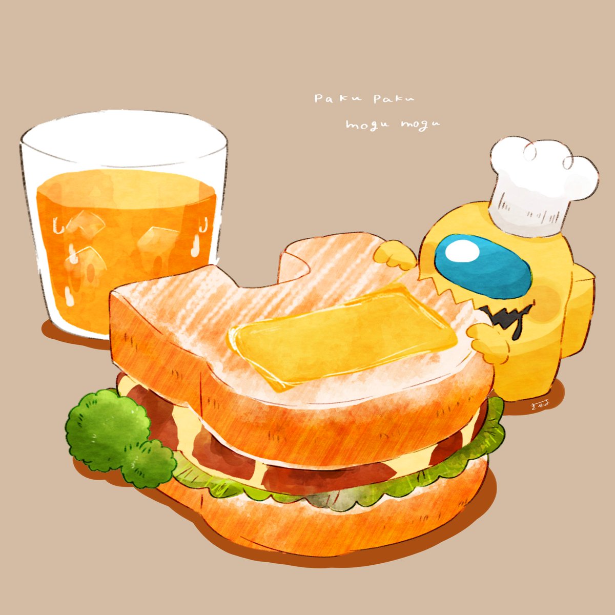 「🥪🍹 」|てんみやきよのイラスト