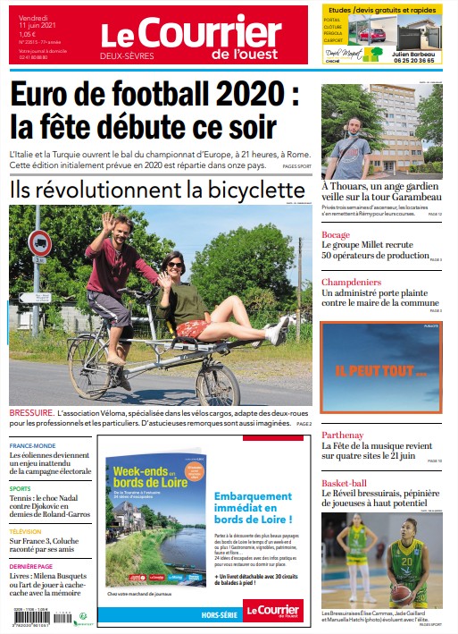 JColombet's tweet photo. 👋 Bonjour !
Voici les unes du Courrier de l'Ouest du vendredi 11 juin.
Très belle journée à touts et à tous. https://t.co/5z0OicbMrg