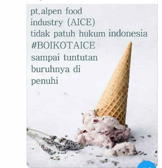 VickyIbrahim19's tweet photo. PT Alpen Food Industry tidak patuh hukum ,, 
Diam ditindas atau bangkit melawan !!
Ingat Aice, ingat 20 kasus buruh hamil keguguran !!
#BoikotProdukAice https://t.co/o0W4AvyuEP