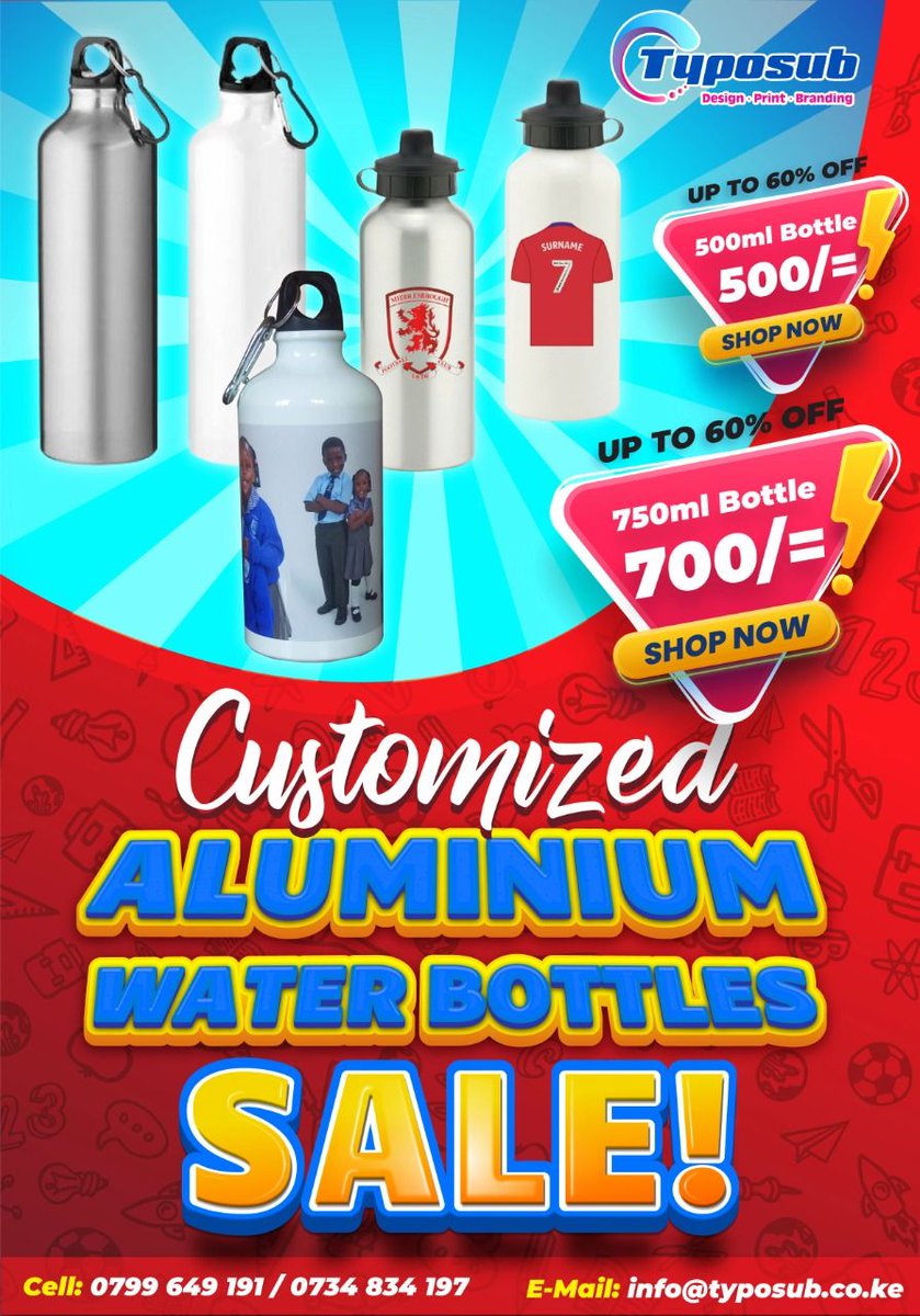 TyposubLimited's tweet photo. Customized  water bottle available at Typosub Limited  .Call us on 0799649191 for orders. #bottle #school2021 #stayhydrated #customised #sublimation   #design https://t.co/YBp9R52LYH