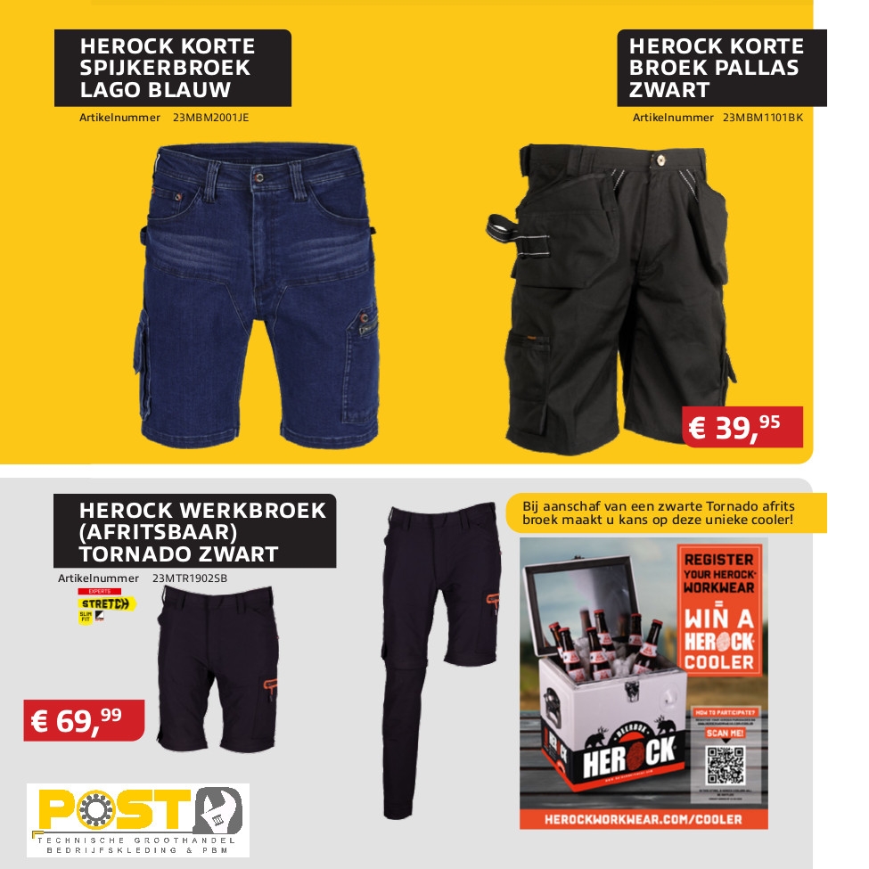 groothandelpost's tweet photo. Grijp nu je zomerse kans!  Goed gekleed de zomer in doe je met een korte werkbroek van Herock. Tevens maakt u bij aanschaf van een Tornado afritsbroek kans op een unieke cooler. #herock   https://t.co/ht8cOTBdl4 https://t.co/Pgu6Y7F5bP