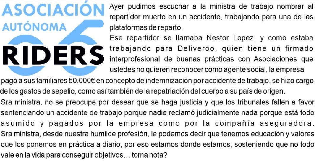 AutonomaRiders's tweet image. @Yolanda_Diaz_ usted ministra falto a la verdad👎. @JuanjoAizcorbe usted señoria SIEMPRE estuvo presente con su equipo👍.nuestro colectivo está agradecido a todos los grupos políticos @VOX_Congreso @GPPopular @CiutadansCs @Pdemocratacat por defender el derecho al trabajo 30000🚴‍♂️