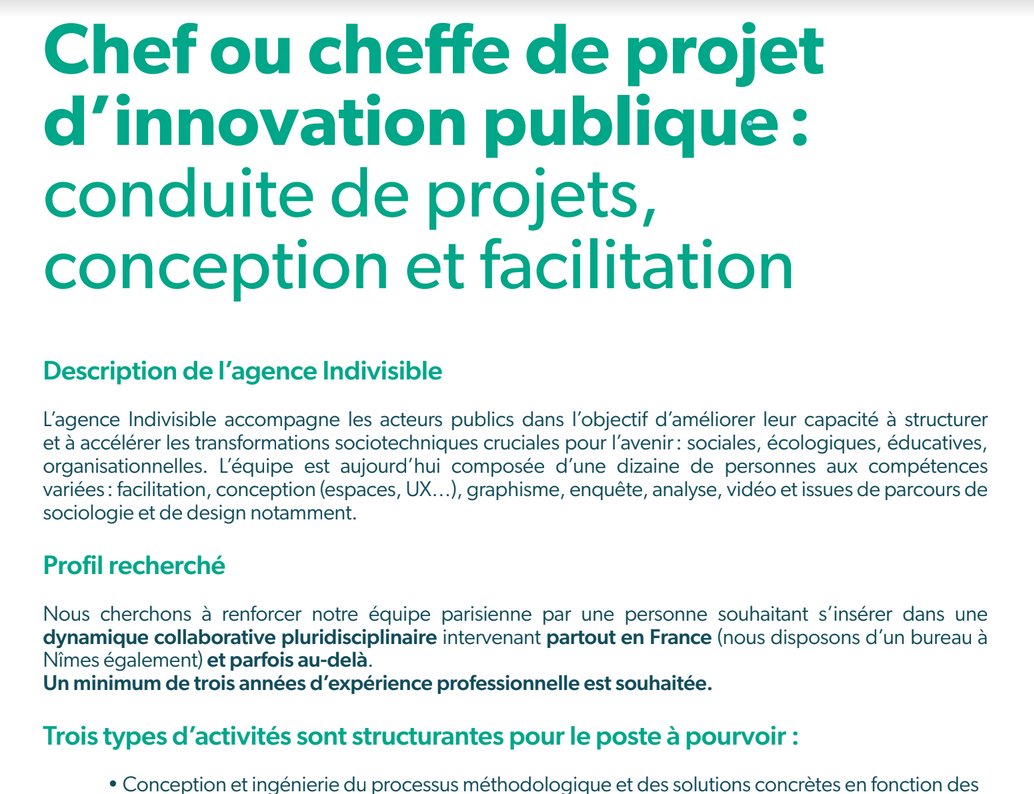 Nous recrutons une Cheffe ou un Chef de projet d'innovation publique! 
C'est par ICI urlz.fr/fSj9