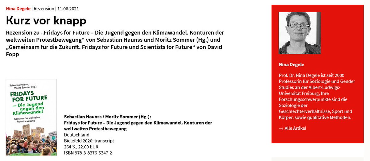 Soziopolis (@soziopolis) on Twitter photo Ähnliche Coverbilder, unterschiedliche Erklärungsansprüche: Nina Degele bespricht "Fridays for Future – Die Jugend gegen den Klimawandel" (hg. von <a href="/sehaunss/">Sebastian Haunss</a>/<a href="/Moritz_J_Sommer/">Moritz Sommer</a>) und "Gemeinsam für die Zukunft" (@DavidFopp):
soziopolis.de/kurz-vor-knapp…
#FridaysForFuture <a href="/transcriptweb/">transcript Verlag</a> Ähnliche Coverbilder, unterschiedliche Erklärungsansprüche: Nina Degele bespricht "Fridays for Future – Die Jugend gegen den Klimawandel" (hg. von <a href="/sehaunss/">Sebastian Haunss</a>/<a href="/Moritz_J_Sommer/">Moritz Sommer</a>) und "Gemeinsam für die Zukunft" (@DavidFopp):
soziopolis.de/kurz-vor-knapp…
#FridaysForFuture <a href="/transcriptweb/">transcript Verlag</a>