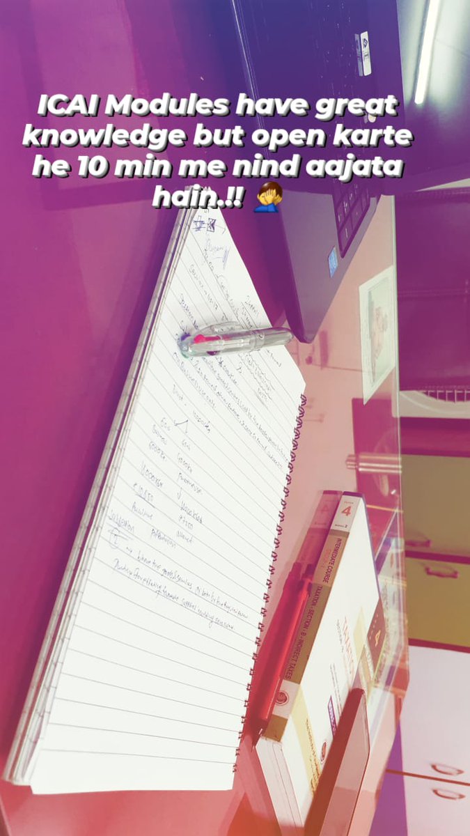 parthjamdar7's tweet photo. Morning studies, ICAI Modules have great knowledge but open karte he 10 min mind aajata hain..!! #CA #Students https://t.co/7UtfVjYFcm