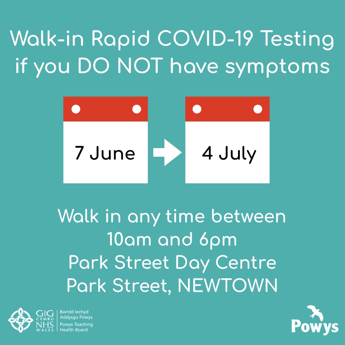 PTHBhealth's tweet photo. Drop in to Park Street Day Centre any time between 10am-6pm for a rapid walk-in COVID-19 test if you DO NOT have symptoms.
Results by text/email within 30 minutes.
With Delta cases in the county it is more important than ever that we trial rapid tests.
https://t.co/fP8m9aFhFw https://t.co/ZWnvd5cTx0