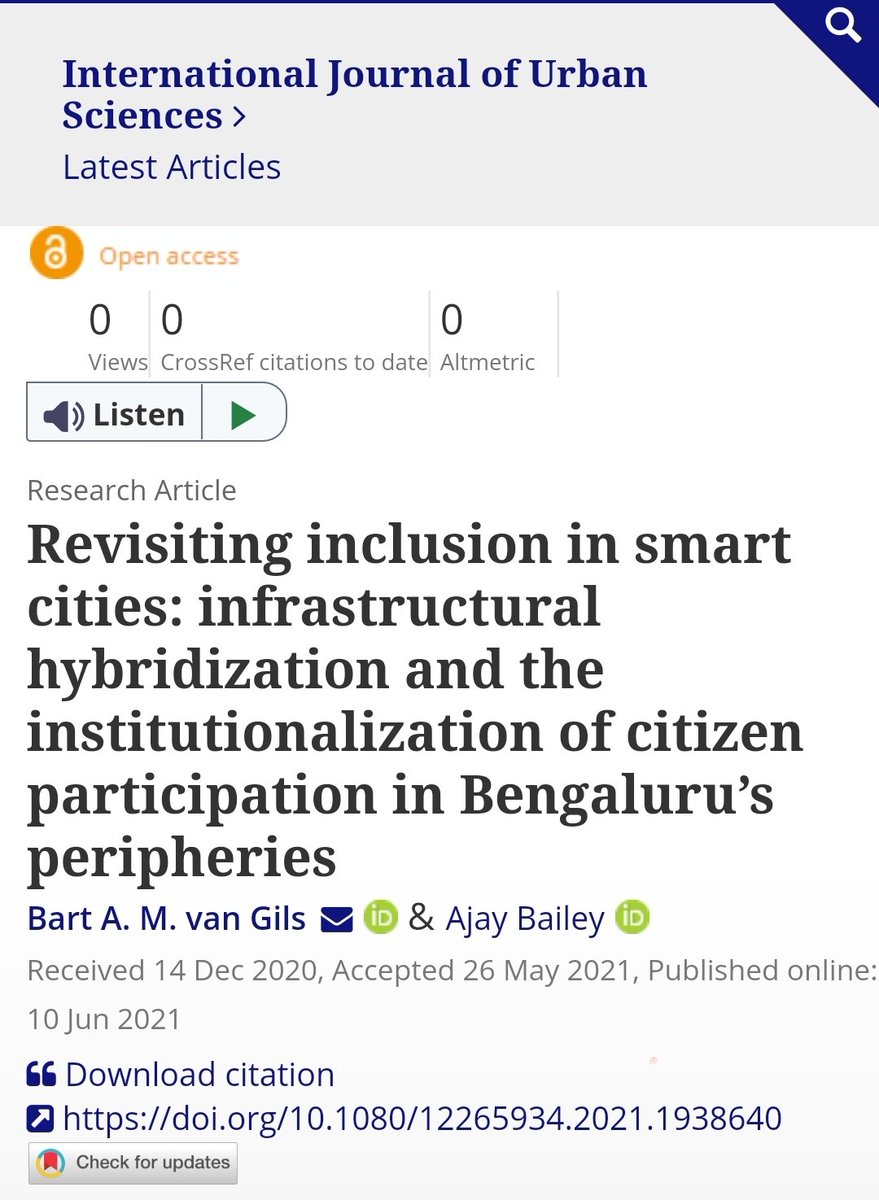 ajbailey24's tweet photo. We analyse societal segregation and marginalization through smart city development in Bengaluru and trace these externalities as a continuation of existing governance practices. @equimob @bart_gils
#SmartCities
#inclusivecites #citizenparticipation
https://t.co/ZmYDqwLZ1R https://t.co/7qik8HoZ44