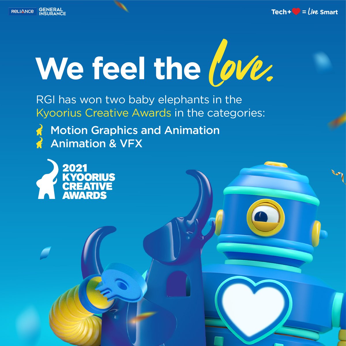 IndusIndGenIn's tweet image. We are glad to address these elephants in the room. 😄

#RelianceGeneralInsurance #LiveSmart #Tech+❤️ #KyooriusAwards2021