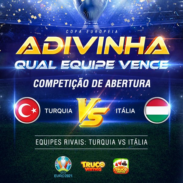#Campeonatoeuropeudefutebol
⚽Jogo de abertura da Taça da Europa
 Turquia VS  Itália 
🧐Qual time você acha que vai ganhar?🧐
👉Deixe seu palpite e id do jogo
👉Daremos 20 diamantes aos jogadores que acertarem
