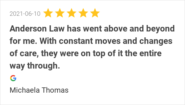 AndersonLawWA's tweet photo. New 5.0-star Review: "Anderson Law has went above and beyond for me. With constant moves and changes of care,... https://t.co/ZHWpCYHj4p
