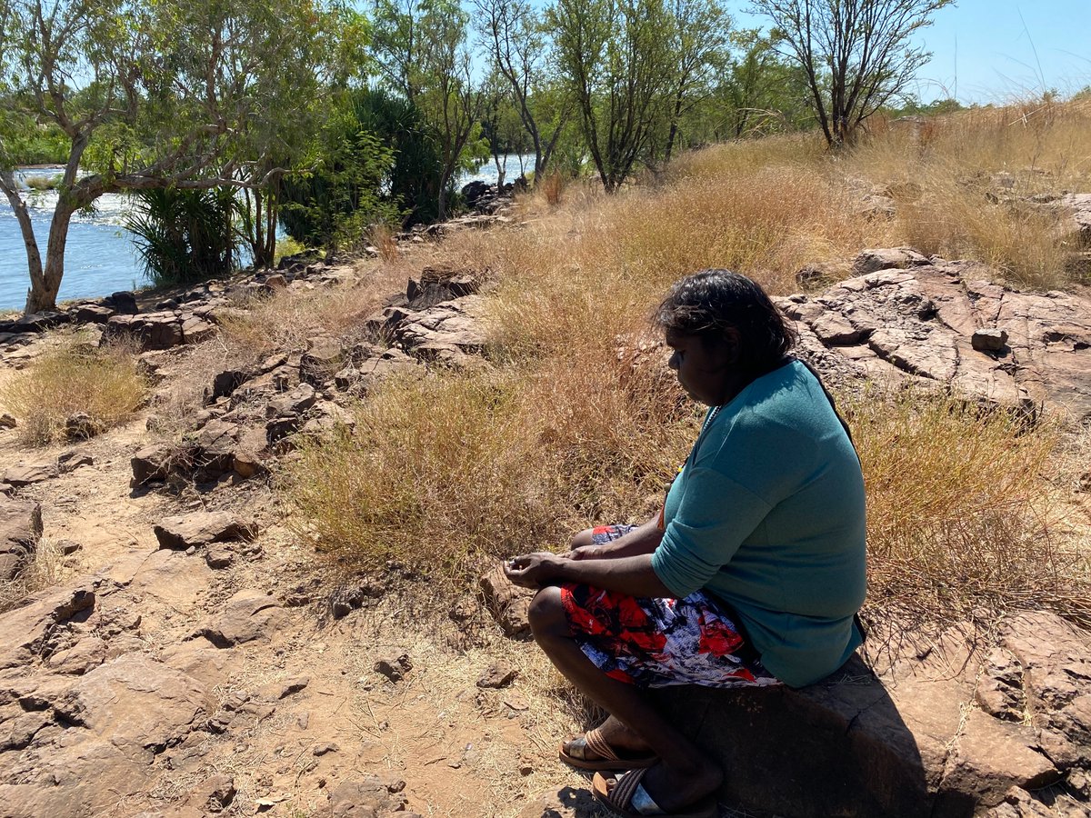 Mirima_Language's tweet photo. The Miriwoong Word of the Week is Looloo. In English it means to be sitting. Looloo nyinanyan. She is sitting. https://t.co/xgzPfgWimZ