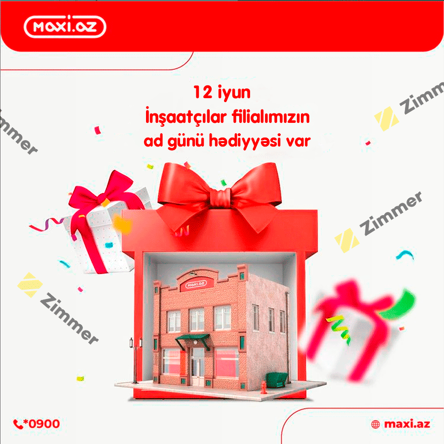 Ad Günü bizim – HƏDİYYƏ sizin!
Dostlar, 12 iyun tarixində Maxi İnşaatçılar filialının ad günüdür! Gəlin bizi təbrik etməyə həm də alış-veriş edin!