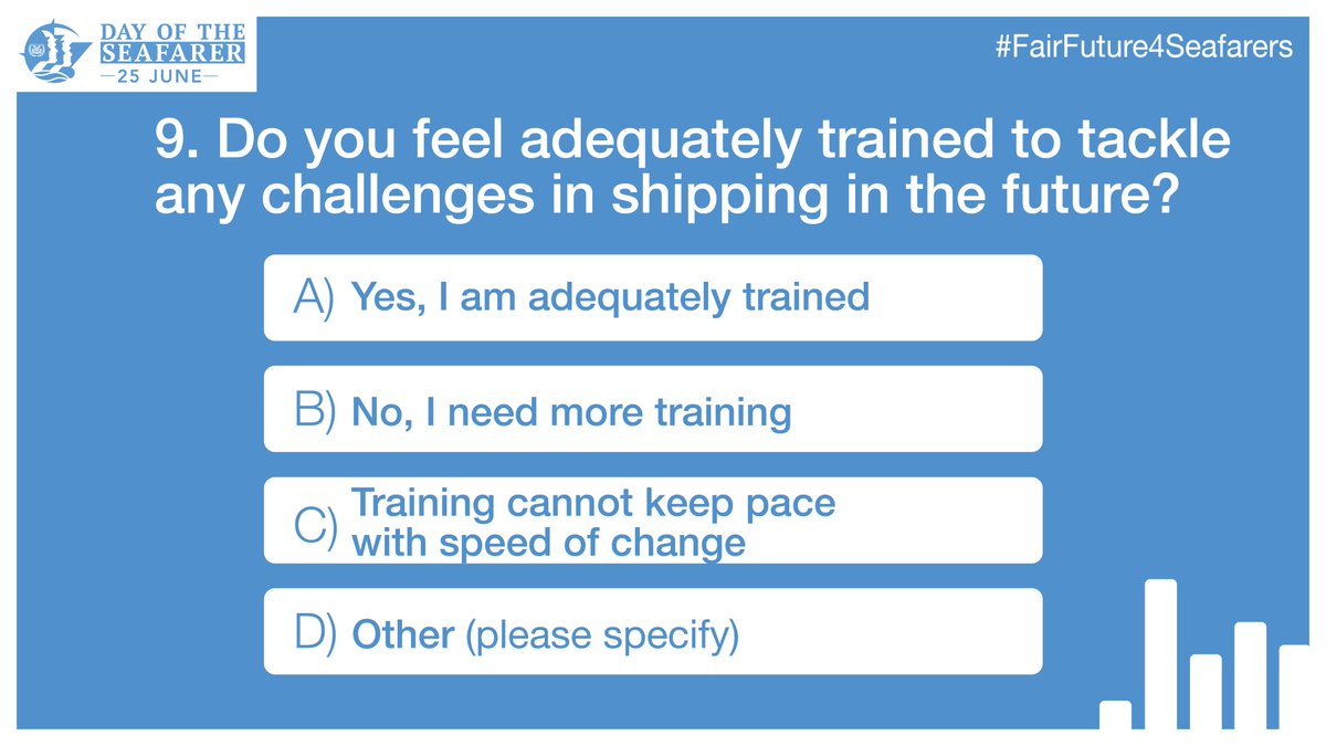 Poll Time! This is our second last poll for #DayoftheSeafarer campaign on the issue of training. Take the poll now! #FairFuture4Seafarers