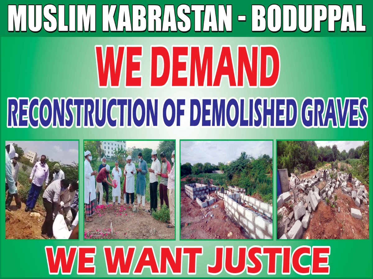 <a href="/KTRTRS/">#RAMpage</a> <a href="/KTRoffice/">Office of KTR</a> <a href="/hmwssbdgmbodupl/">DGM,HMWS&SB,Boduppal</a> @RachakondaCop @mahmoodalitrs <a href="/uppalps_/">Uppal Police Station</a> <a href="/CoreenaSuares2/">@Coreena Enet Suares</a> <a href="/mallareddyformp/">Ch Malla Reddy</a>
Sir, a Muslim graveyard in Boduppal (Rachakonda) has illegally been destroyed by some culprits. Please take an action immediately!
