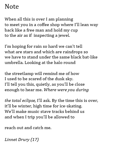KateClanchy1's tweet photo. And happy anniversary to this poem. Where were you during the partial eclipse? https://t.co/0SduJBLHLC