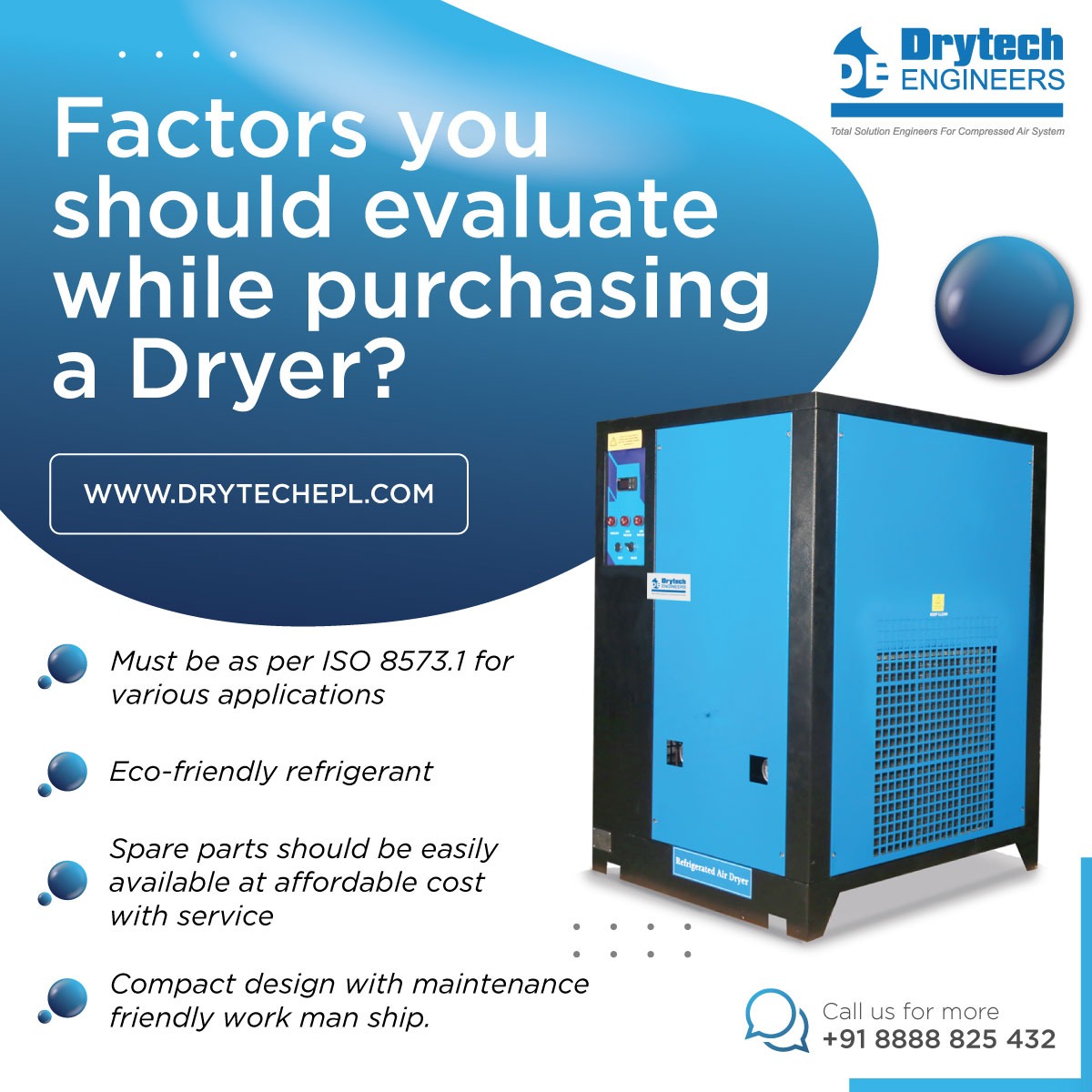 DrytechE's tweet photo. Choosing an efficient industrial dryer, conduct a preliminary analysis of your drying needs along with the mentioned criteria.
Visit our website: https://t.co/fKeDLzBuoU
To avail, call us at 8888825432 or 
Email us at info@drytechengineers.com
...
#airdryer #heatlessairdryer https://t.co/zA3zlq0mo5