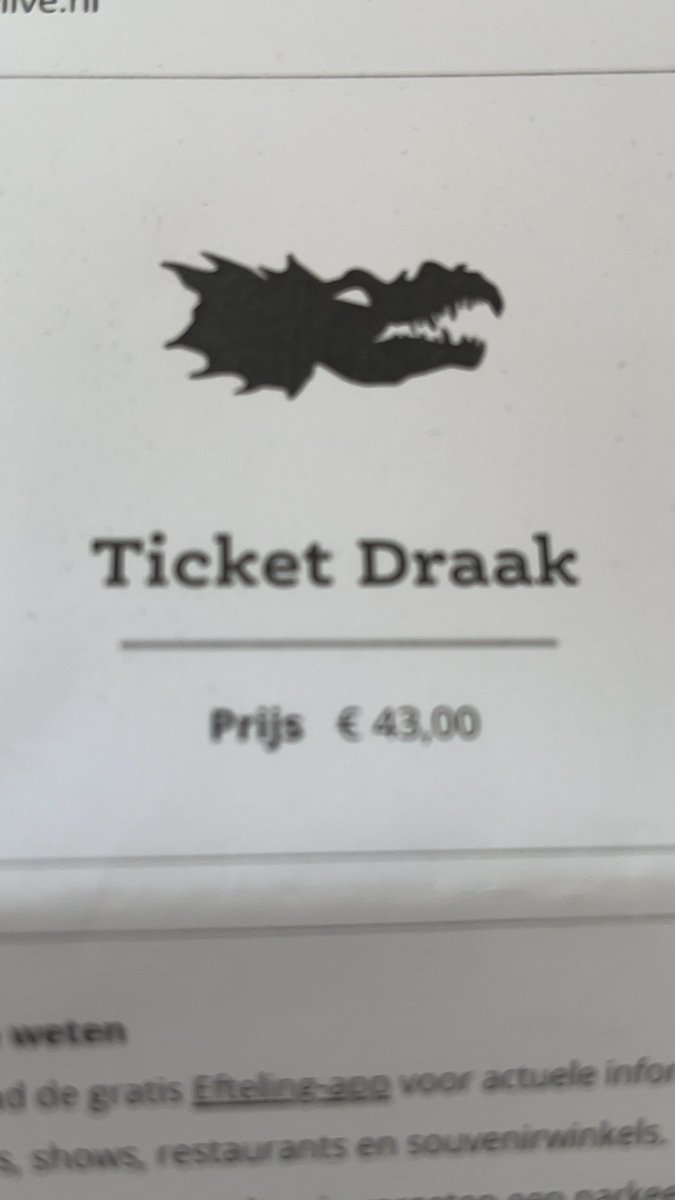 Wie wil deze draak van een ticket overkopen? 2 tickets <a href="/Efteling/">Efteling</a> geldig tot 8 juli