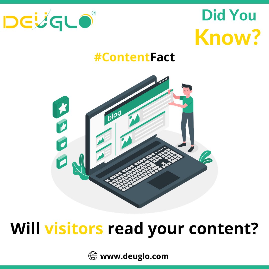 deugloinfo's tweet image. 𝐅𝐫𝐢𝐝𝐚𝐲 𝐅𝐚𝐜𝐭
On average, web users read approximately 28% of your site’s content. Though it’s more realistic to think that people only actually read about 20% of that valuable content you’ve worked so hard to publish.
#deuglo #webusers #content #marketing #engagement