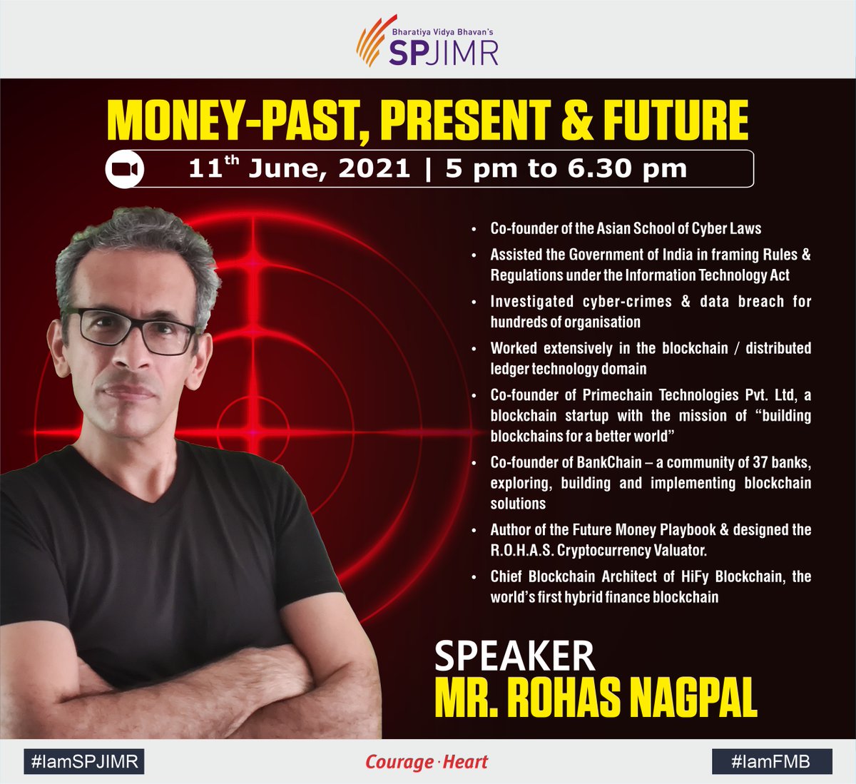 spjimrfmb's tweet photo. Join us today, at 5 pm for an engaging webinar on Money - Past, Present and Future. Mr. Rohas Nagpal - Chief Blockchain Architect would be the speaker for the event & share his valuable insights on the topic.
Link to register - https://t.co/RGr4rfl93d
#IamSPJIMR #IamFMB https://t.co/DfPR0UI7kh