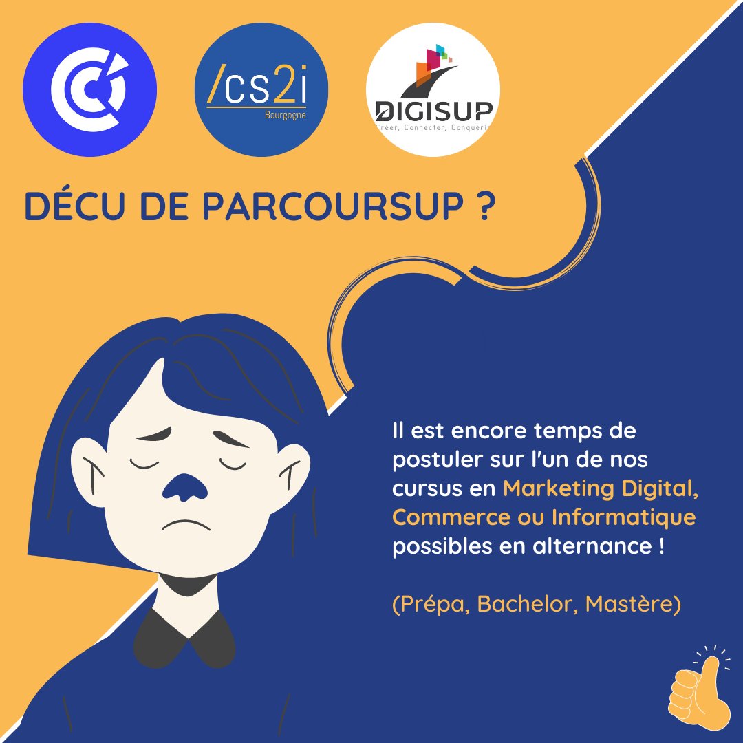 Tu n'as pas été admis ? Tu es déçu de la réponse de #parcousup ? Intègre une prépa ouverte à tous et hors #parcousup dès maintenant ! Quel que soit ton bac ou tes spécialisations, des places sont encore disponibles ! cs2i-bourgogne.com