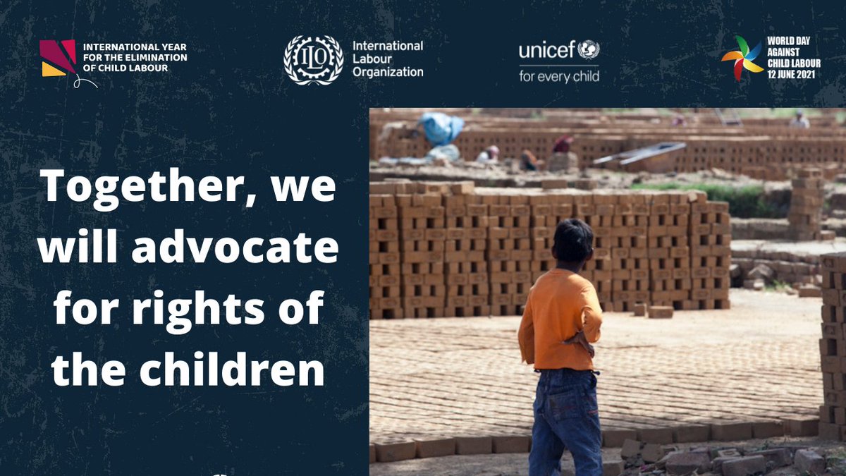 ILO and UNICEF will involve partners, constituents and Governments, in scaling up efforts to end child labour.

#EndChildLabour2021  

<a href="/UNICEFIndia/">UNICEF India</a> <a href="/Alliance8_7/">Alliance 8.7</a> <a href="/ILO_Childlabour/">ILO action to End Child Labour</a>