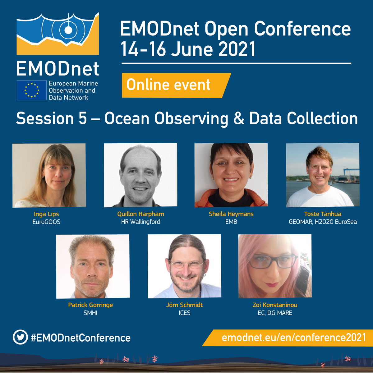 EMODnet's tweet photo. Meet some of the experts who will take part in our session on #OceanObs &amp; #data collection at the #EMODnetConference (14-16 June)!

Interested by this topic? It is still time to register to the online conference ➡️ https://t.co/pIsgYMiyUZ https://t.co/wR3FUW6XmV