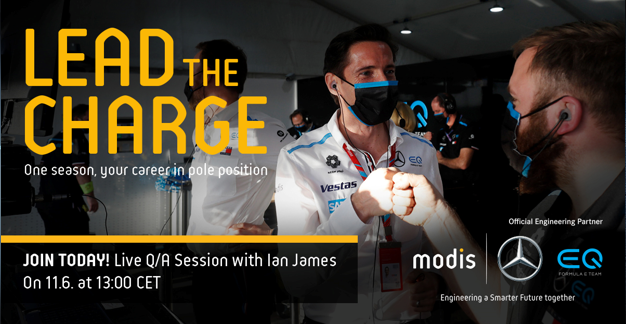 🔔JOIN TODAY at 13:00 CET a live Q/A with Mercedes-EQ Formula E Team Principal Ian James and about the sustainable future of #motorsports  👉 modis.com/leadthecharge/…

 #LeadTheCharge 🏎️⚡🌍

#FormulaE #WeDriveTheCity #Racing #ElectricVehicles