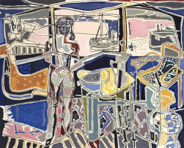 Harbour Window with Two Figures, St Ives: July 1950 #PatrickHeron #StIves