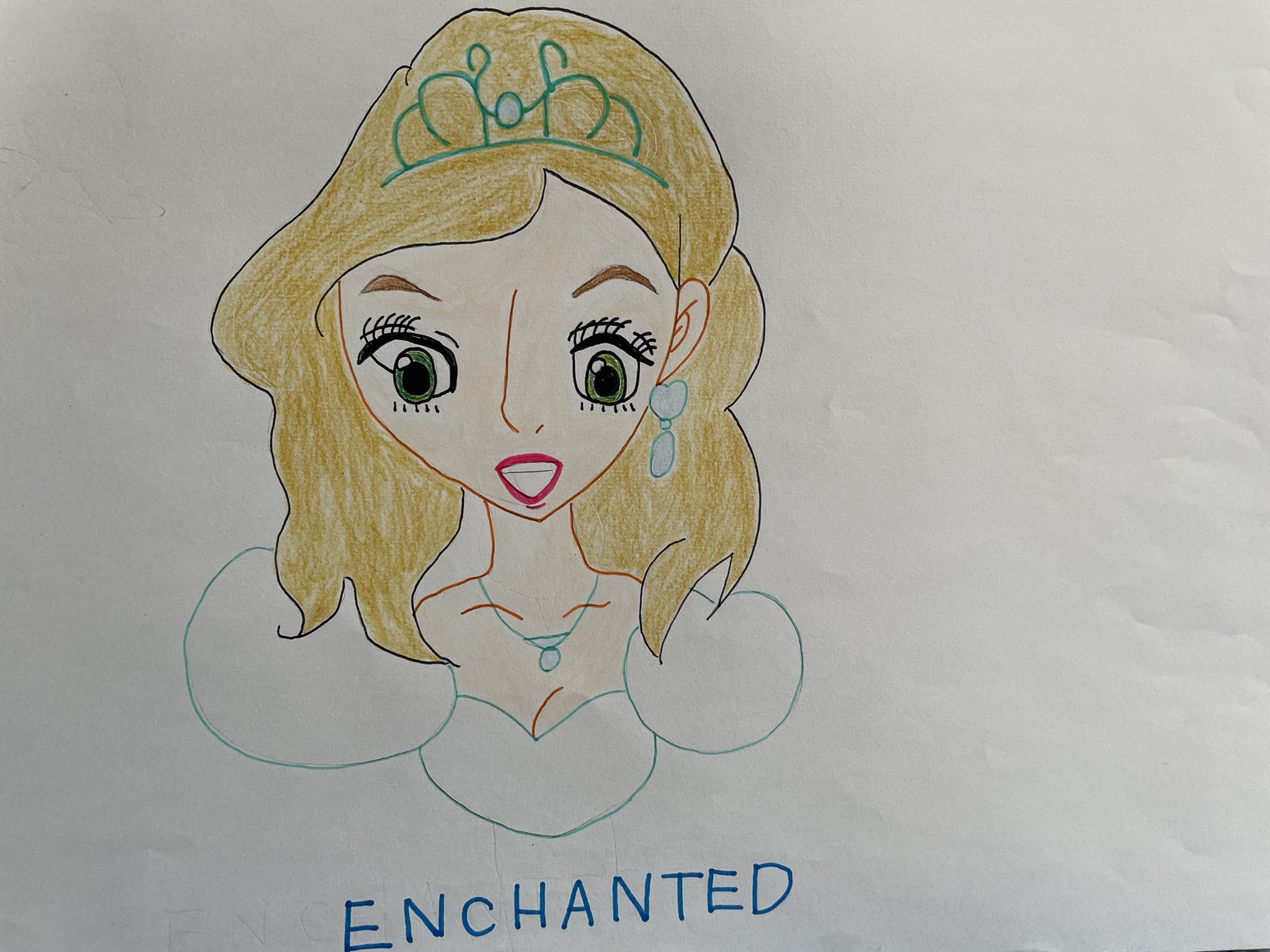 茉莉花 22日舞浜 Enchanted 魔法にかけられて ジゼル ディズニープリンセス 色鉛筆画 色鉛筆イラスト T Co Nrhtdonrta Twitter