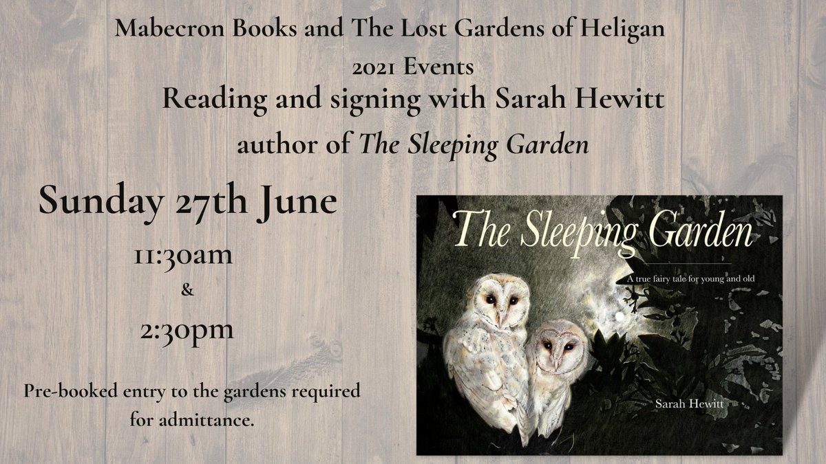 Mabecron Books and <a href="/HeliganGardens/">The Lost Gardens of Heligan</a> are joining together for a series of events this summer - starting on Sunday 27th June with a reading and signing with Sarah Hewitt, author of The Sleeping Garden. 

More events planned for August, details coming soon.