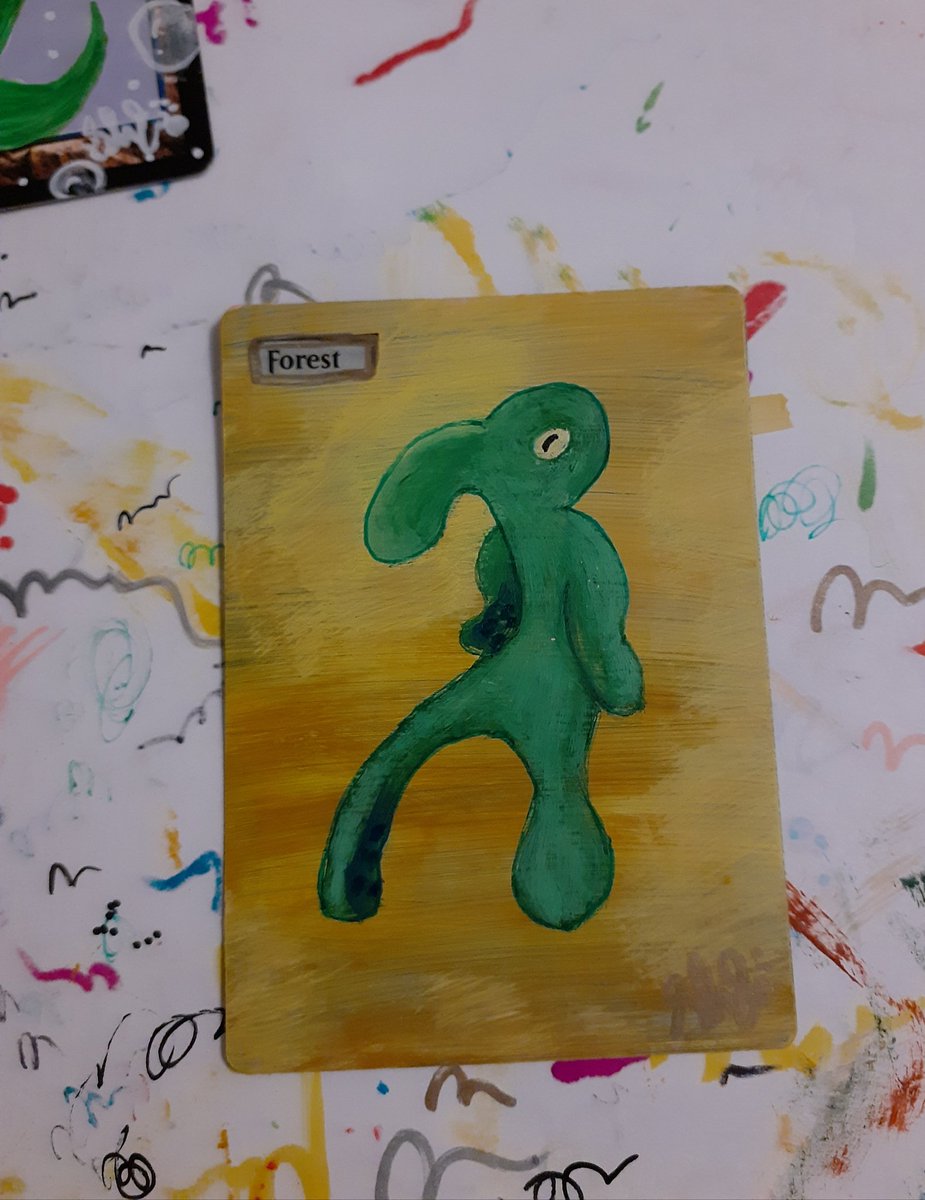 Painted some nostalgia #MTG #MTGart #TCG #paintedcards #alteredcards #squidward #SpongeBob