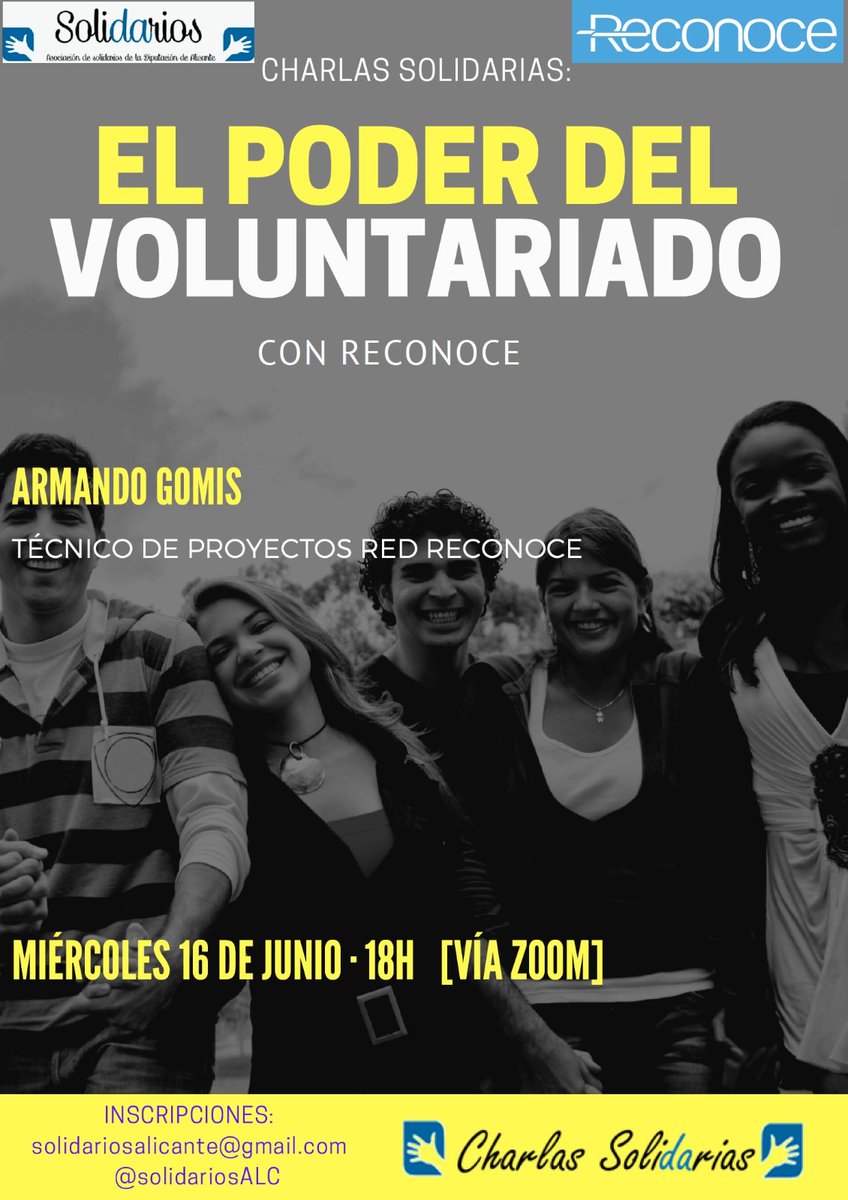 solidariosALC's tweet photo. #CharlasSolidarias 
⬇️⬇️💪💪
Súmate al voluntariado! https://t.co/qgtEl2HQrs