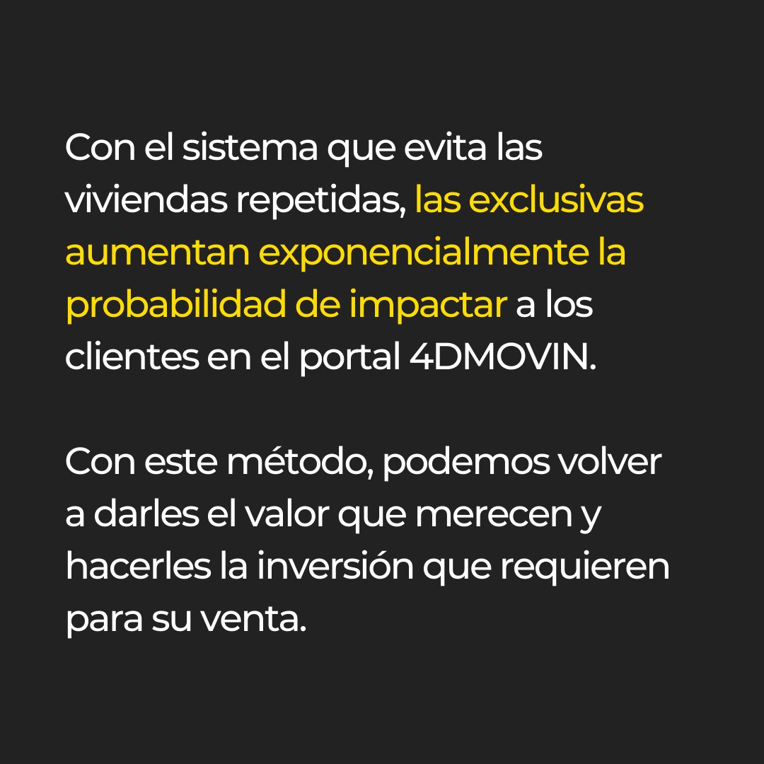 Imagina un portal donde se valoran las exclusivas...💭

👉🏼 Con el sistema 4DMOVIN, las exclusivas son valoradas y se ven reflejadas en el portal para el cliente. 

¿Quieres saber más? 
¡Contáctanos!

#technology #digital #realestate #inmobiliaria #sectorinmobiliario #realtor