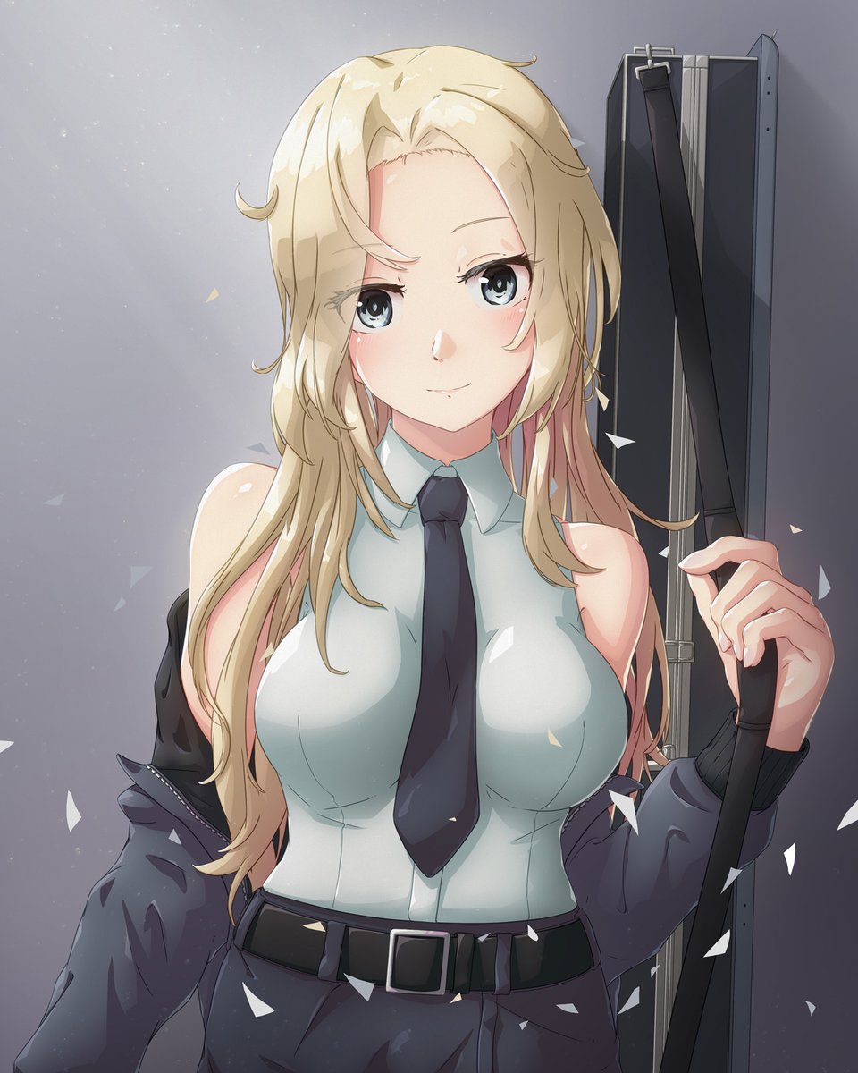 hornet (kancolle) 1girl necktie long hair solo blonde hair shirt jacket  illustration images