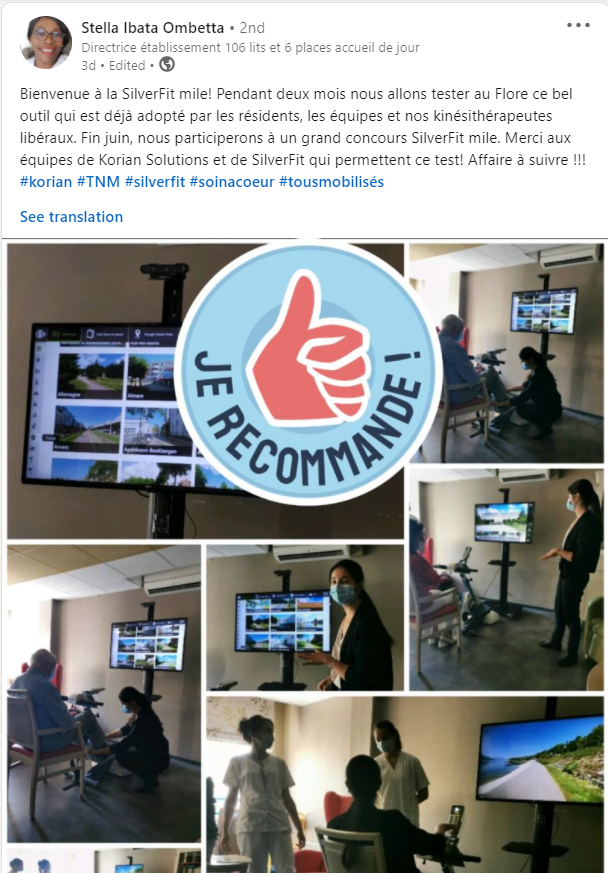 SilverfitF's tweet photo. @korian Le Flore a récemment accueilli le SilverFit Mile sur leur 3D. Les résidents peuvent maintenant pédaler "comme en extérieur" en France ou partout dans le Monde, ou même retourner dans les rues du village de leur enfance.
#silverfit #bienvieillir #EHPAD https://t.co/dqKzxHdCYF