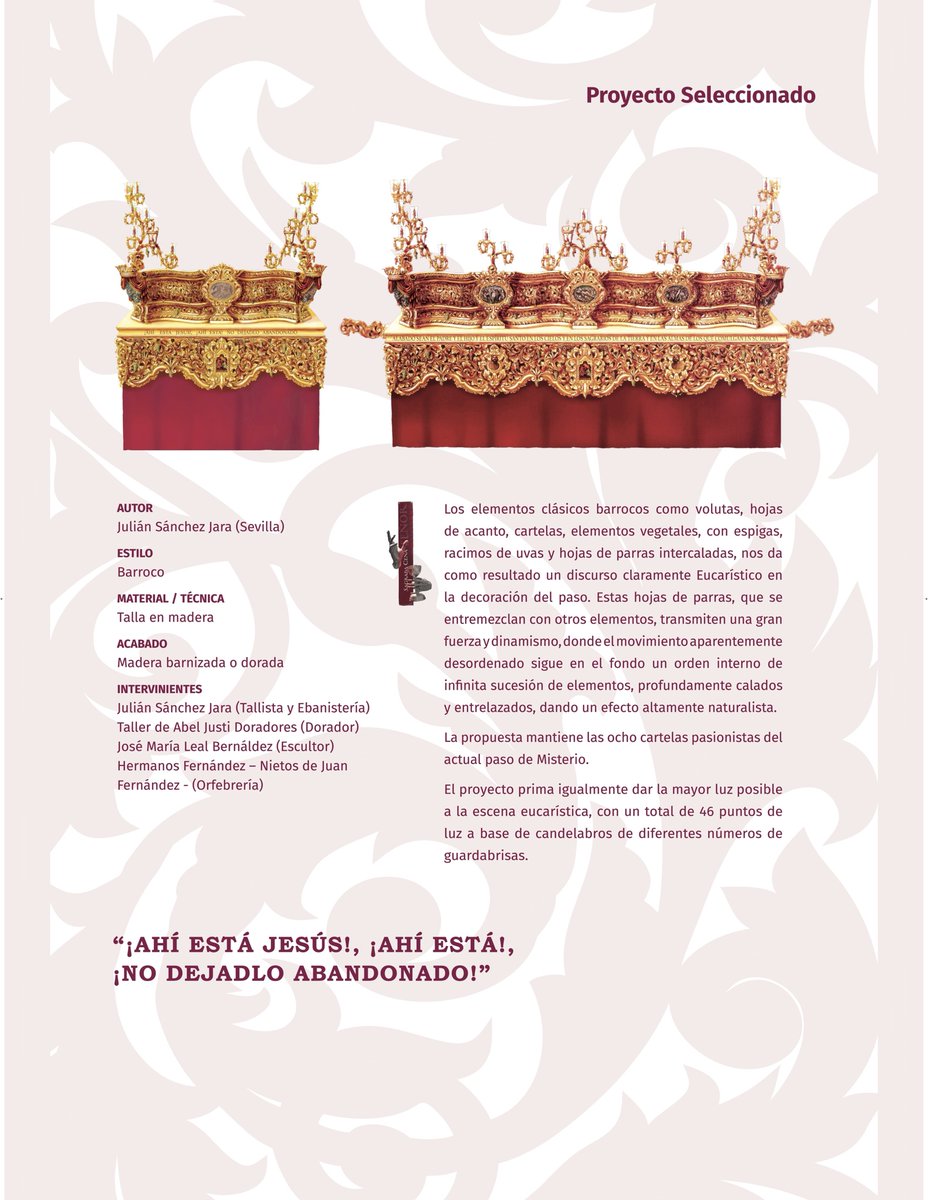 LaCenaSevilla's tweet photo. 🏛 Proyectos del paso de la Sagrada Cena:

Uno de los ocho proyectos seleccionados por la comisión es "¡Ahí está Jesús!, ¡Ahí está!, ¡No dejadlo abandonado!", presentado por Julián Sánchez Jara.

Puedes conocer más datos en la infografía ⬇️ https://t.co/QLSEPxUo6N