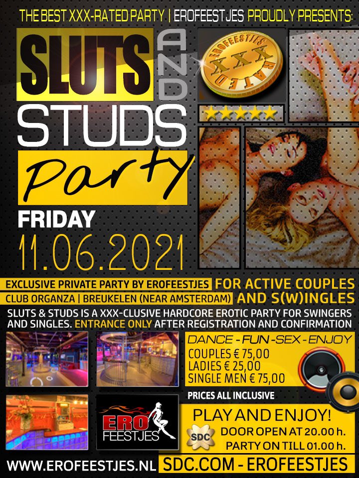 Vanavond hebben we weer een 
Sluts &amp; Studs feestje 
bij @Erofeestjes1 

We hebben veel te lang stil gezeten! 

En gaan nu weer vol gas! 😍