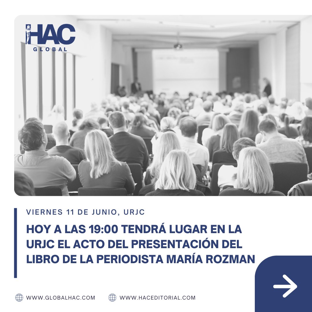 🔹𝗠𝗮𝗿𝗶́𝗮 𝗥𝗼𝘇𝗺𝗮𝗻 𝗽𝗿𝗲𝘀𝗲𝗻𝘁𝗮 𝘀𝘂 𝗻𝘂𝗲𝘃𝗼 𝗹𝗶𝗯𝗿𝗼 “ 𝗟𝗮 𝗱𝗲𝗺𝗼𝗰𝗿𝗮𝗰𝗶𝗮 𝗱𝗲 𝗰𝗿𝗶𝘀𝘁𝗮𝗹”

Presentará su libro hoy a las 19.00 en la Universidad Rey Juan Carlos

¿Quieres asistir? 👇🏽

Manda un correo a: info@haceditorial.com