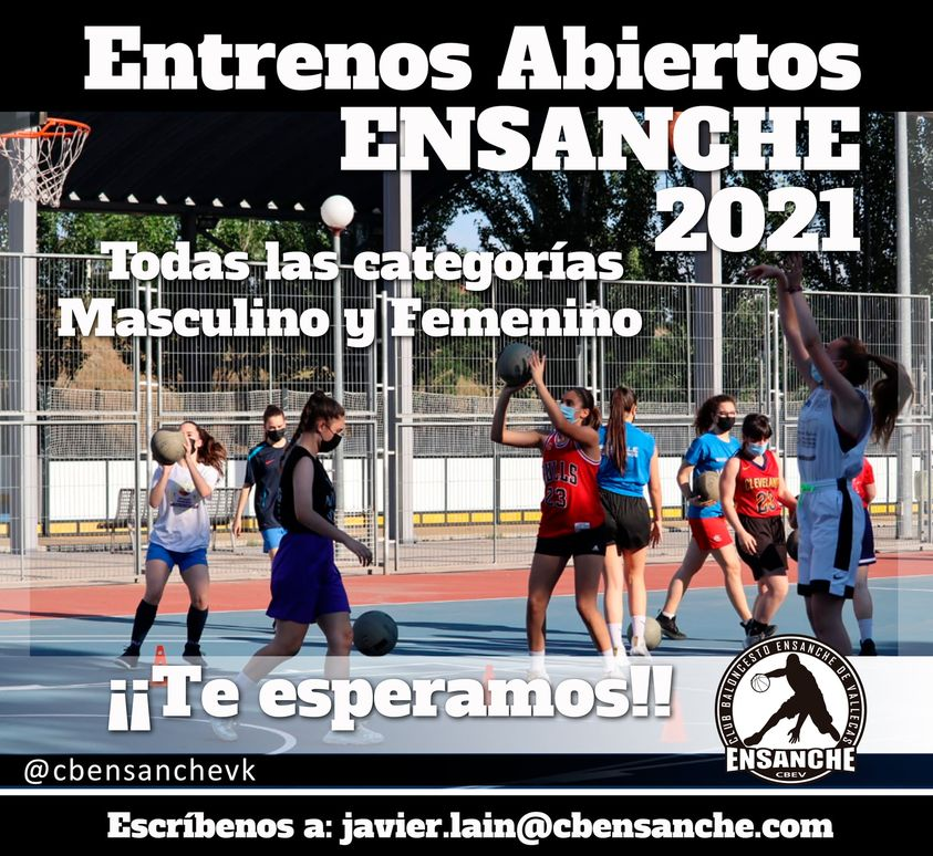 ENTRENOS ABIERTOS ENSANCHE TEMPORADA 21/22
Ya estamos arrancando los proyectos del año que viene y si te gusta el baloncesto, tenemos un sitio para ti.
Nosotros no hacemos pruebas, VOSOTROS NOS PROBÁIS A NOSOTROS. 
📝Escríbenos a javier.lain@cbensanche.com
¡¡Os esperamos!!