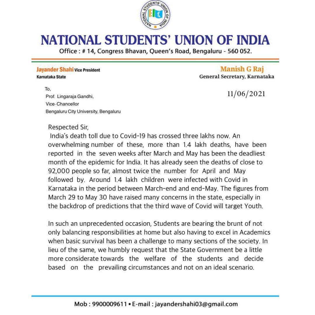 anvith_kateel's tweet photo. Members of NSUI KARNATAKA Gave A Strong Representation to the Hon’ble Vice Chancellor of Bangalore City University in Regards to Promotion Of Odd UG/ PG Students in the affiliated Colleges and also Discussed Regarding Various Problems of the students. https://t.co/PiBpnWty4a