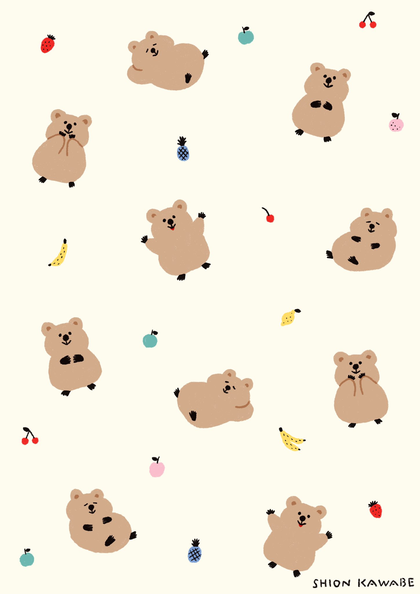 Twitter 上的 かわべしおん𖤐イラストレーター リクエストいただいてたクアッカワラビーかきました 待ち受け利用のみokです T Co Ktfsf1eufa Twitter