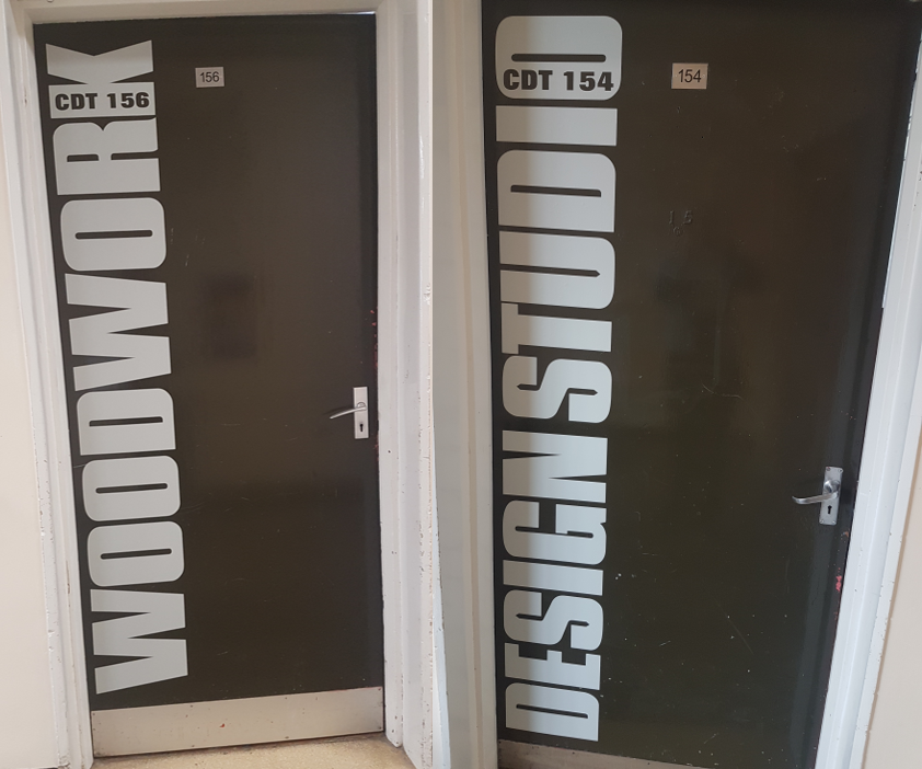 cdt_ka's tweet photo. Big changes happening within the CDT department with a renewed focus on creativity, design and innovation. Thank you to Mr Stockley for using his laser cutting skills for the new room signs @techognition, @katechinicians https://t.co/YN4NgBaXWs