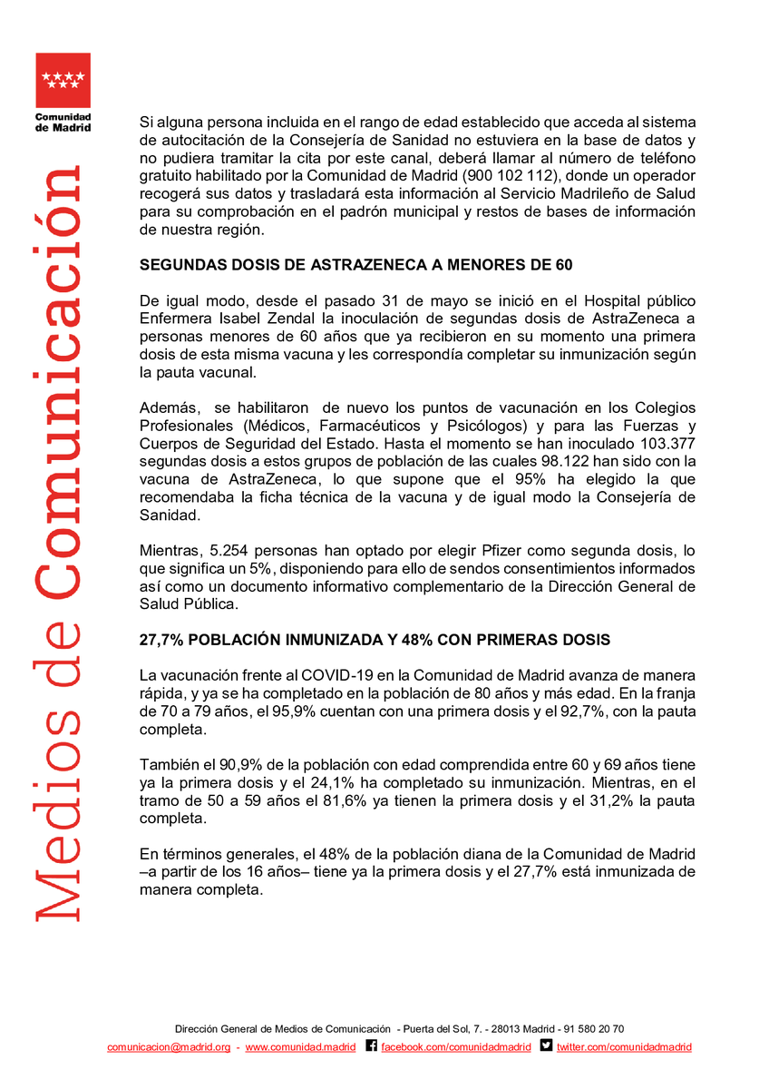 SaludMadrid's tweet photo. La @ComunidadMadrid amplía el sistema de autocitación para vacunarse contra el #COVIDー19 a 12 #Hospitales y a los mayores de 48 años

#coronavirusmadrid #Madrid #VacunaCOVID19 https://t.co/SjCh6VwTDF