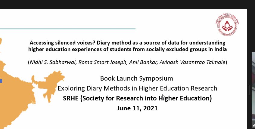 Next up Nidhi Sabharwal and colleagues are presenting on the use of #DiaryMethods for accessing the accounts of socially excluded groups in higher education in India.