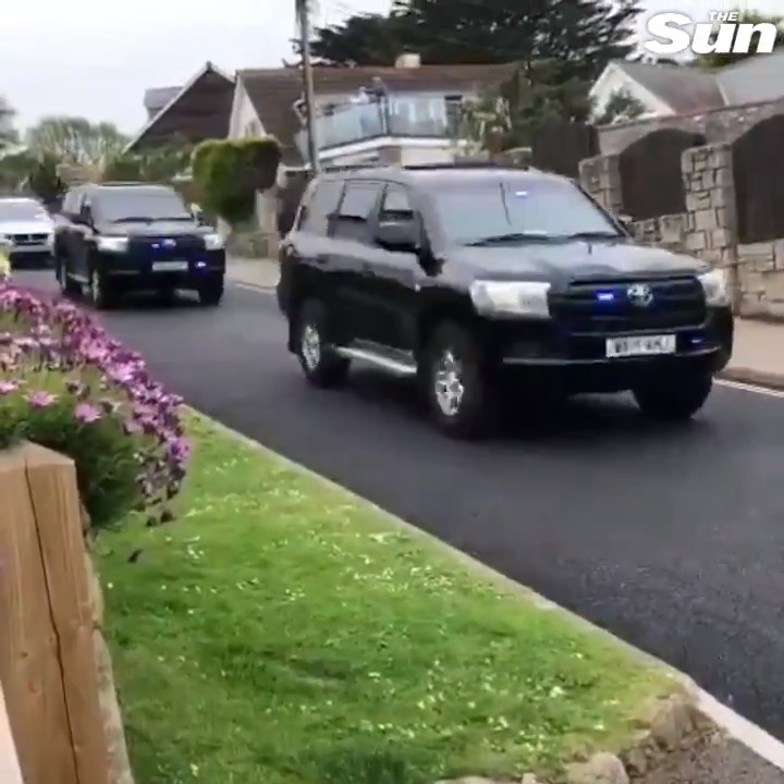 Joe Biden's motorcade in Cornwall...