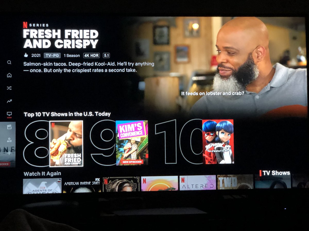When you wake up in the morning and your new @Netflix show #FreshFriedAndCrispy has glided right on in to the TOP 10 only two days after it’s release! #StrongBlackLead #DaymDrops #Netflix 

#netflixtop10 #Congrats #FoodTV #HitShow #FriedFood #HitsDifferent #FoodGawd #FoodieAF