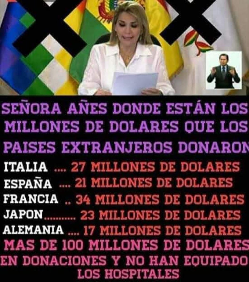 BoliviaLibreNow's tweet photo. #BOLIVIA SE TIENE QUE INVESTIGAR, A DÓNDE ? FUE A PARAR TODO ÉSTE DINERO PROVENIENTE DE LA DONACIÓN DE VARIOS PAÍSES SOLIDARIOS.

NO ES POCO DINERO, SON MÁS DE 100 MILLONES DE DOLARES 

QUIÉNES HAN DISPUESTO ESTOS DINEROS ?

QUE RINDAN CUENTAS AL PUEBLO 

 https://t.co/XAUe9MUABl