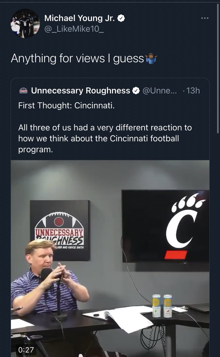 UnnecRoughness's tweet photo. The Cincinnati football team is making fun of Jack Mac https://t.co/5vvnIqHpvK