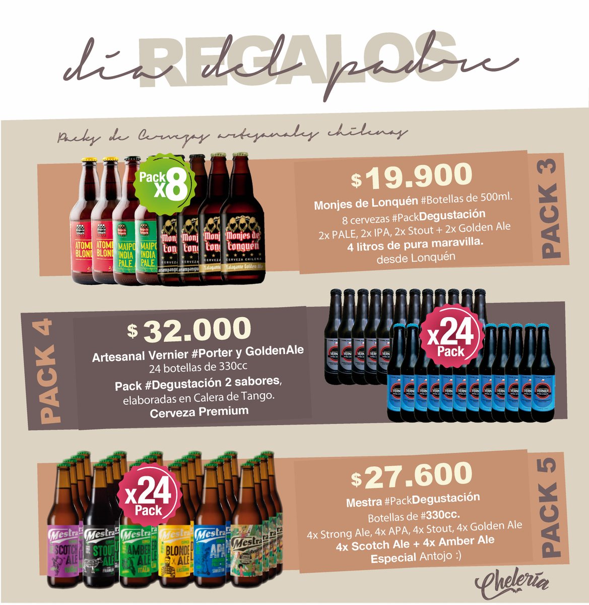 lacheleriacl's tweet photo. Regalos para este día del Padre en https://t.co/20kMAKzJQW 

Gin Maestro Whiskey Revolución GingerBeer packs degustación cervezas @monjes_de_lonquen @cervezavernier @mestrachile ideales para dar rienda suelta a los antojos.
Salud x tu viejo 🍻
#FelizViernesATodos #DiaDelPadre https://t.co/tUZvXBZwMO